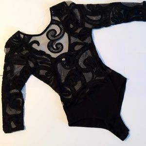 Black longsleeve lace bodysuit
